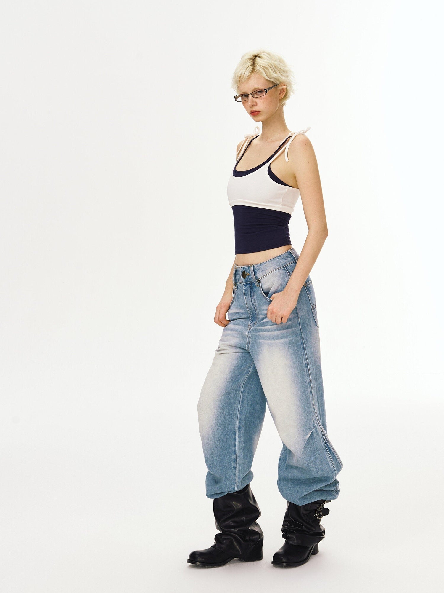 DeleteEx Breathable Cotton Blend Strappy Faux Two Piece Regular Fit Camisoles