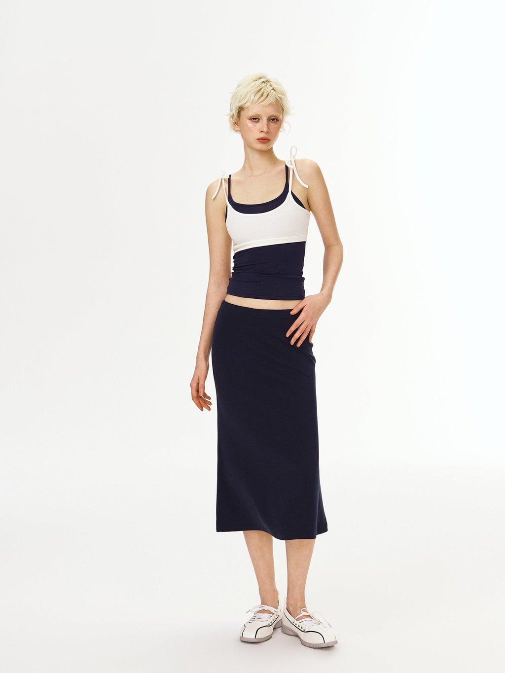 DeleteEx Breathable Cotton Blend Strappy Faux Two Piece Regular Fit Camisoles