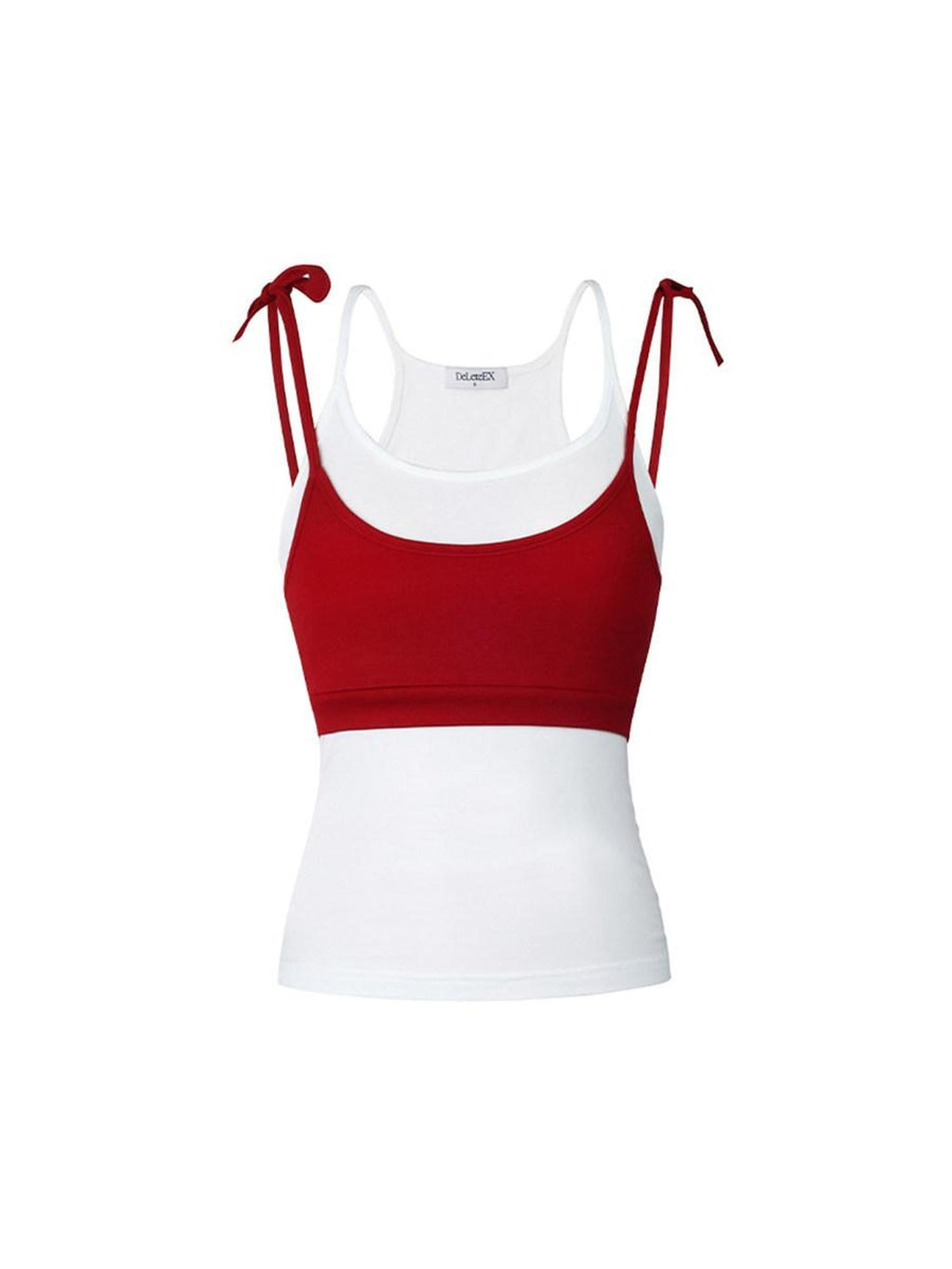 DeleteEx Breathable Cotton Blend Strappy Faux Two Piece Regular Fit Camisoles