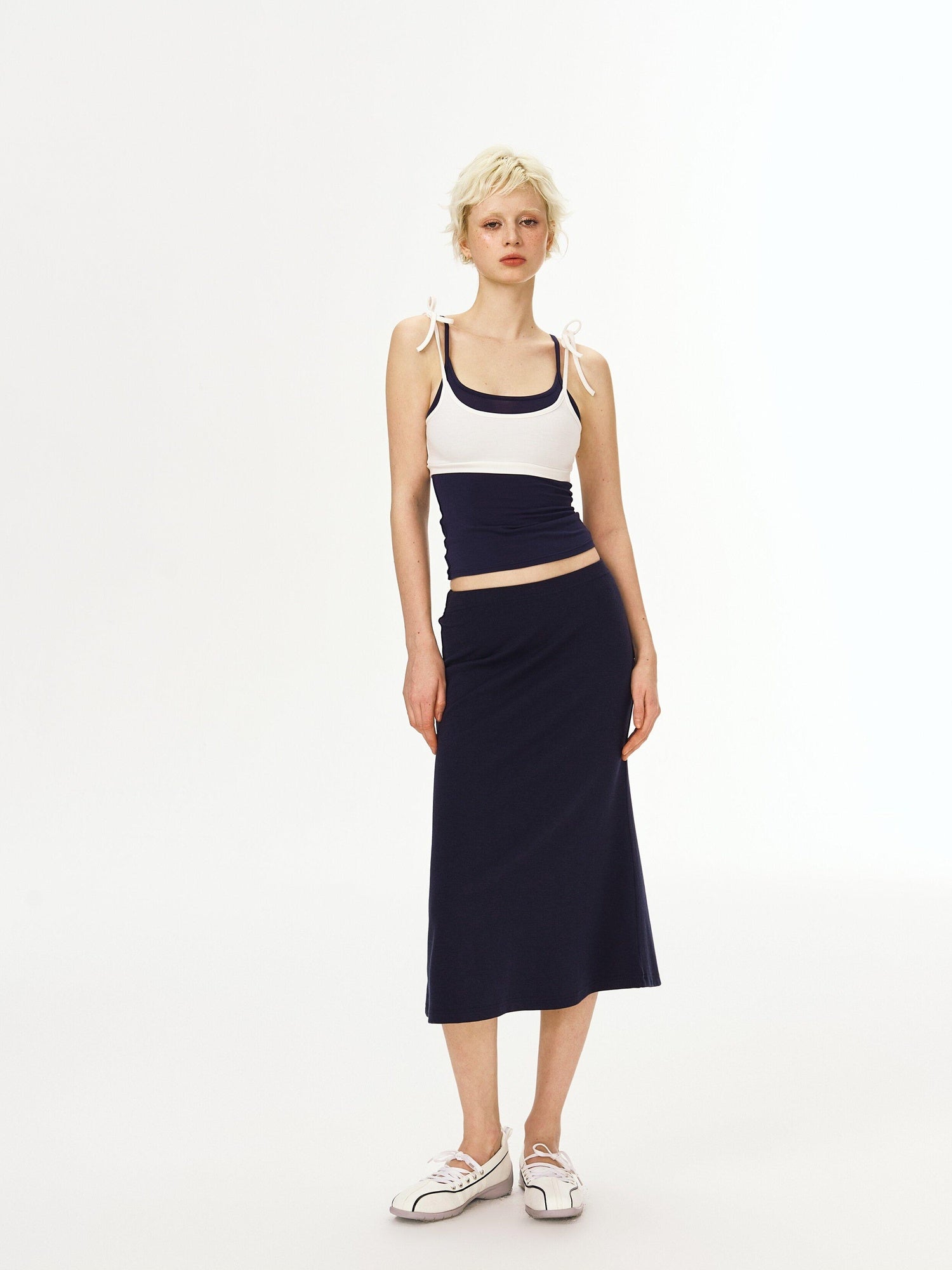 DeleteEx Breathable Cotton Blend Strappy Faux Two Piece Regular Fit Camisoles