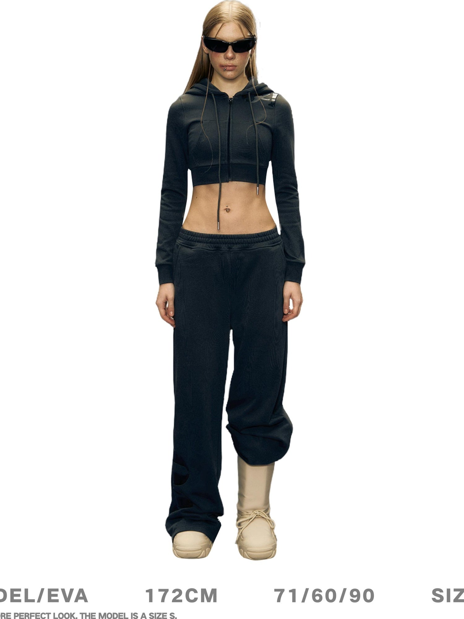 DeleteEx Cotton Blend Breathable Slim Fit Womens Charcoal White Top & Pants Sets