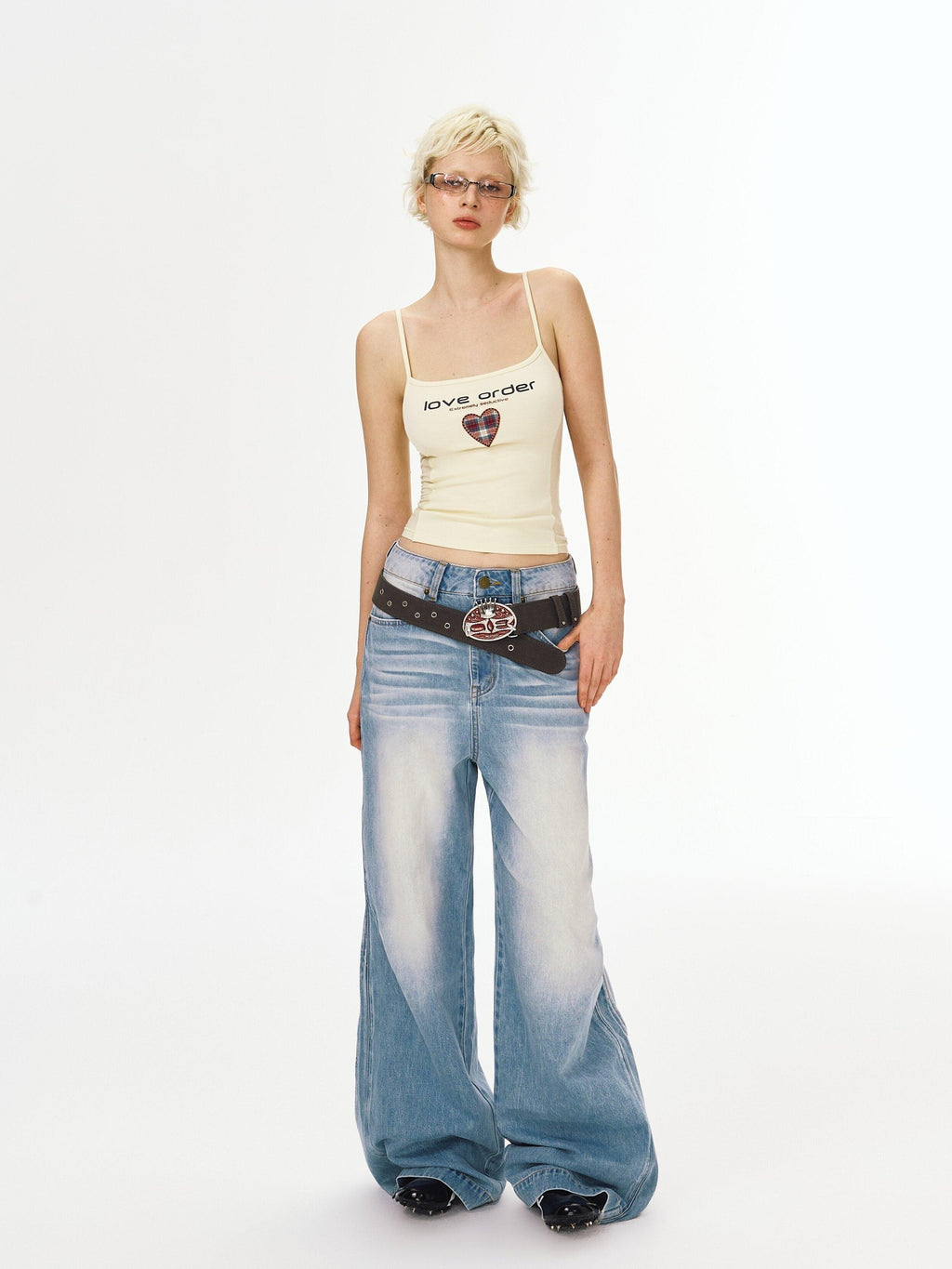 DeleteEx Cotton Modal Stretch Heart Patchwork Slim Fit Original Design Camisoles