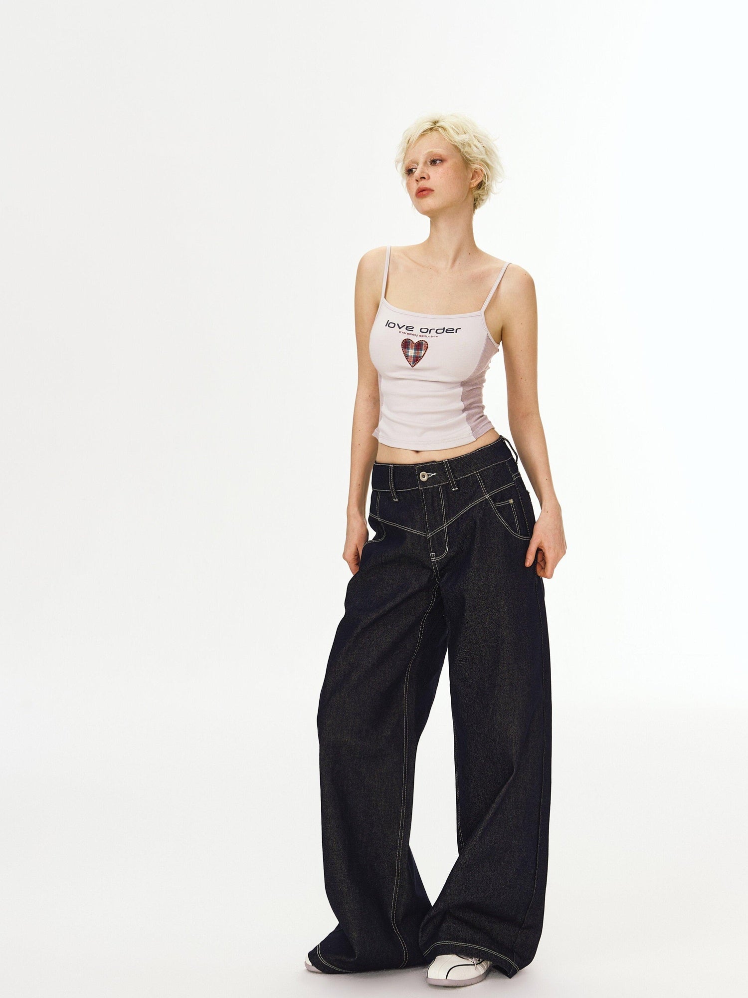 DeleteEx Cotton Modal Stretch Heart Patchwork Slim Fit Original Design Camisoles