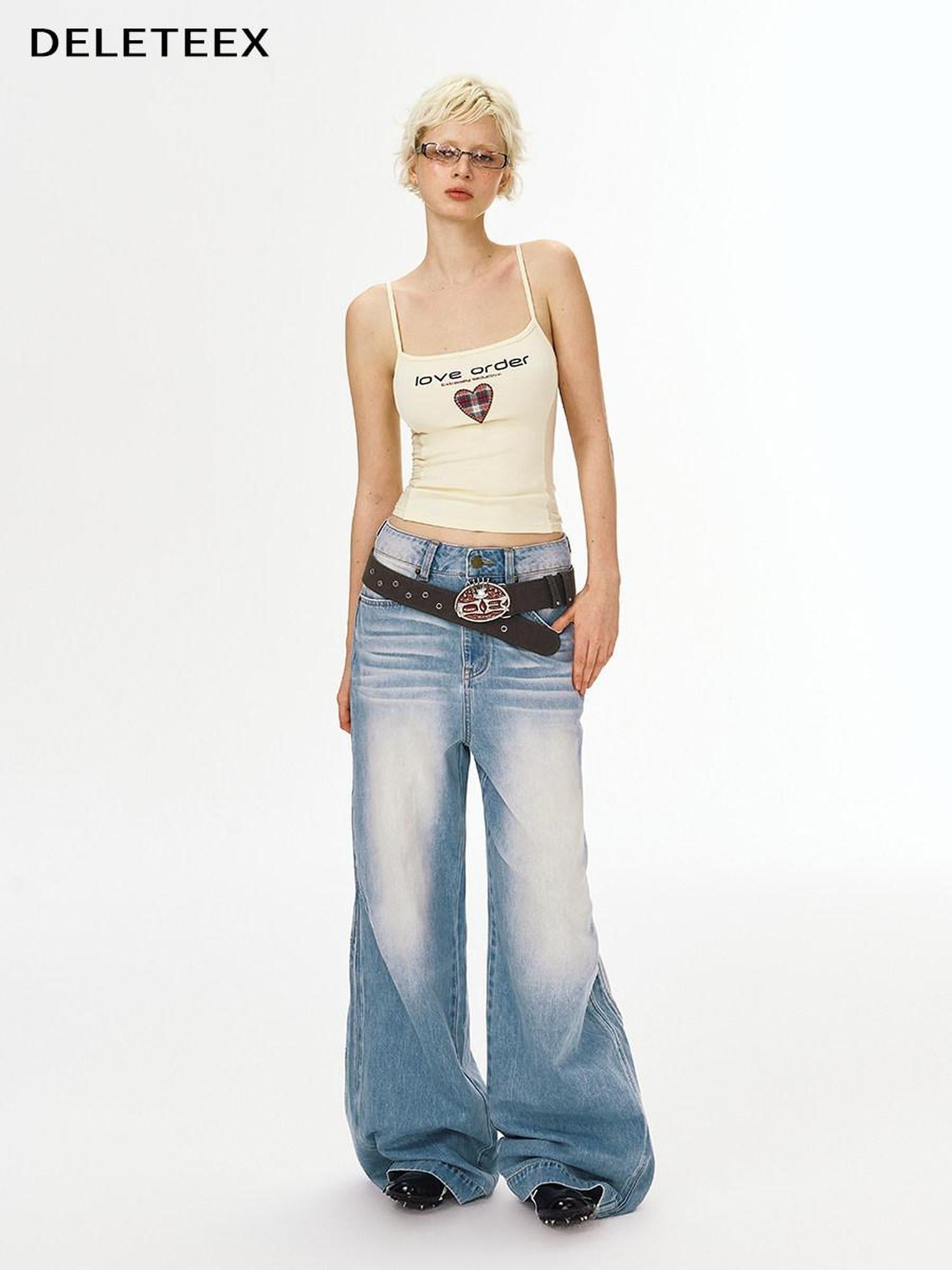 DeleteEx Cotton Modal Stretch Heart Patchwork Slim Fit Original Design Camisoles