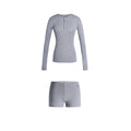 DeleteEx_Edgy_Stretch_Short_Sleeve_Lounge_Set_Women_Grey_Black_Top_&_Shorts_Sets_MISSTT