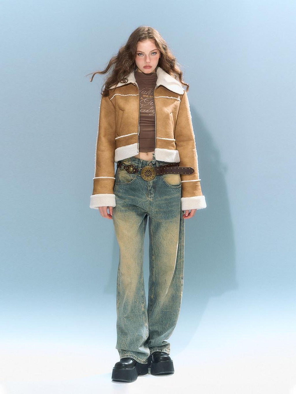 DeleteEx High Leather Content Khaki Vintage Slim Fit Zipper Women Leather Jackets