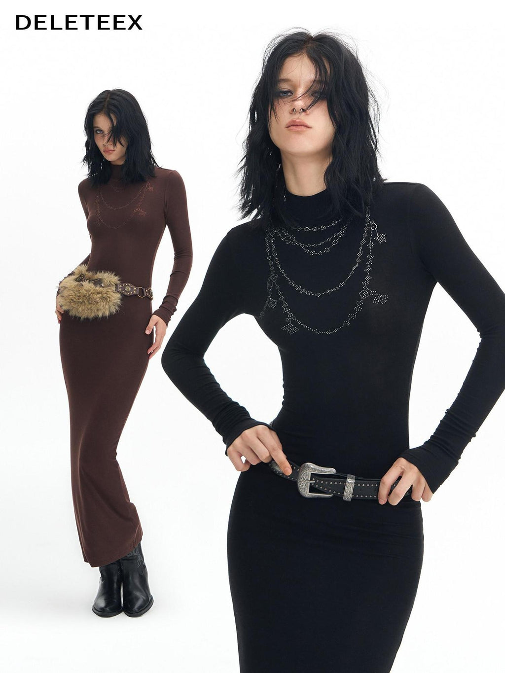 DeleteEx High Stretch Modal High Waist Long Sleeve Slim Bodycon Work Daily Maxi Dresses