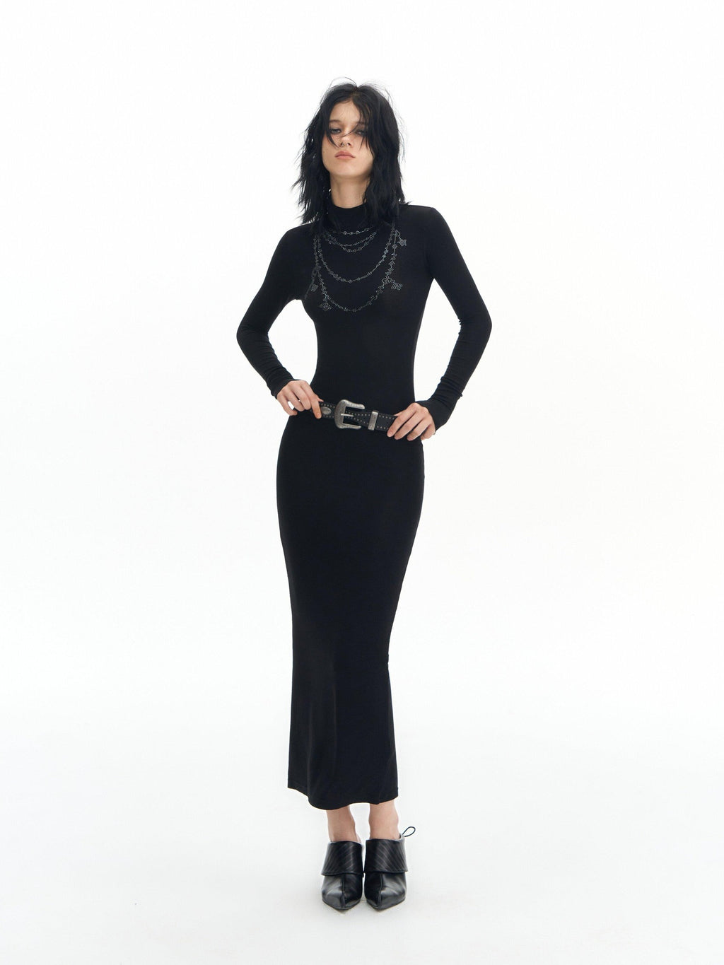 DeleteEx High Stretch Modal High Waist Long Sleeve Slim Bodycon Work Daily Maxi Dresses