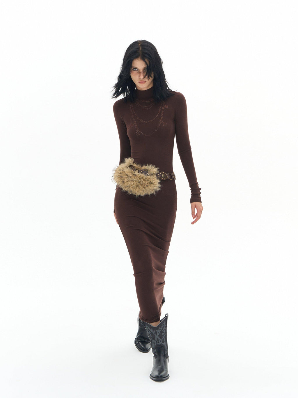 DeleteEx High Stretch Modal High Waist Long Sleeve Slim Bodycon Work Daily Maxi Dresses