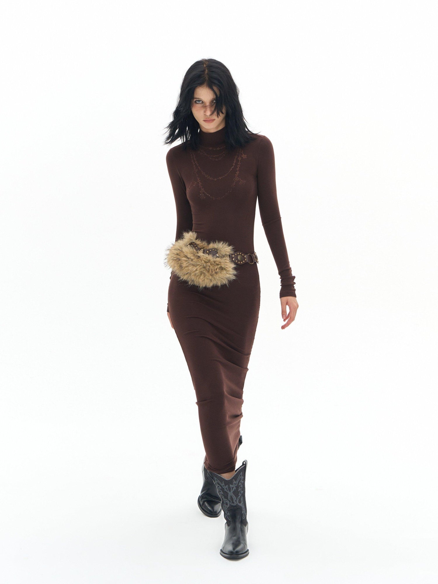 DeleteEx High Stretch Modal High Waist Long Sleeve Slim Bodycon Work Daily Maxi Dresses