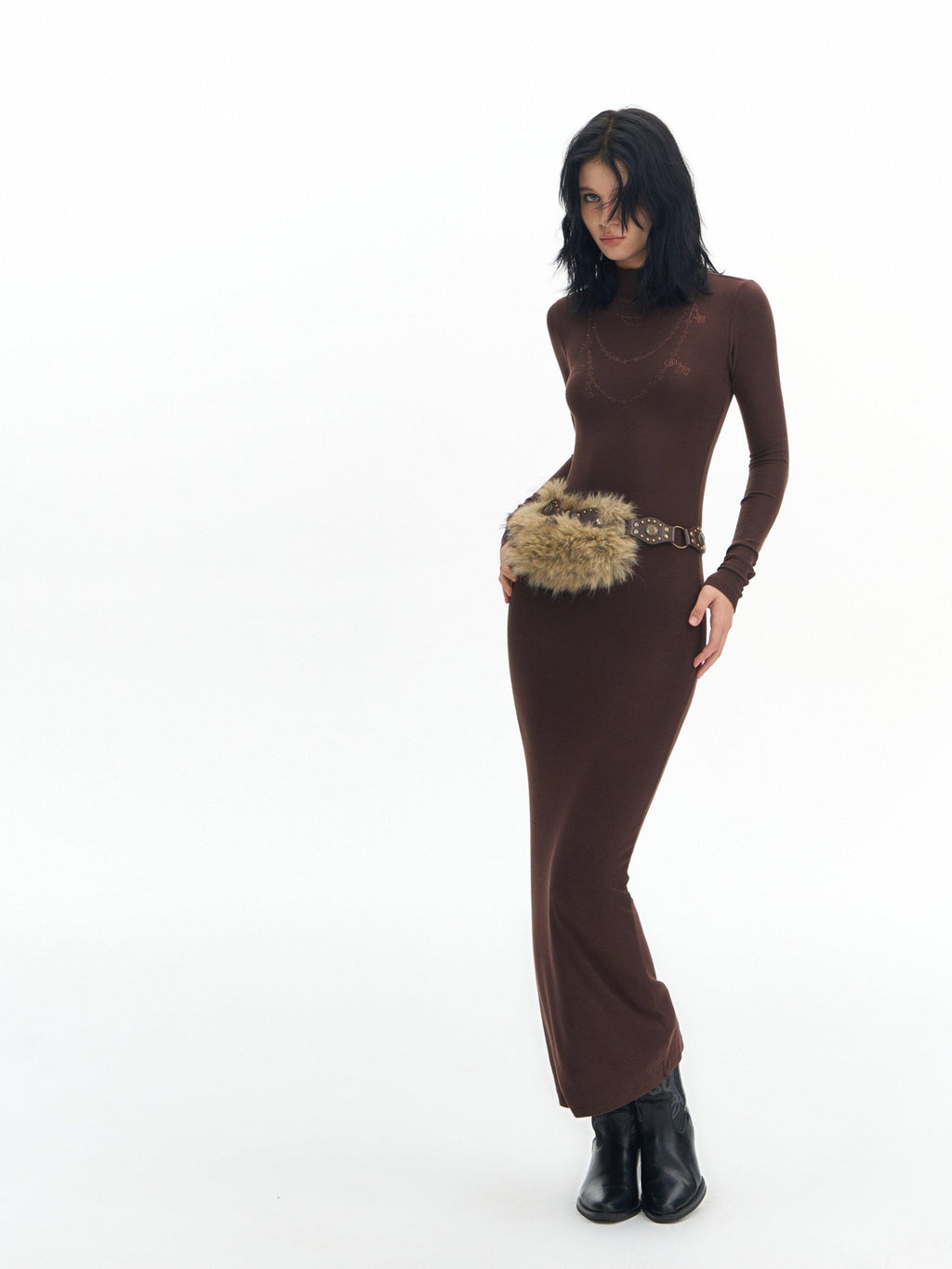 DeleteEx High Stretch Modal High Waist Long Sleeve Slim Bodycon Work Daily Maxi Dresses