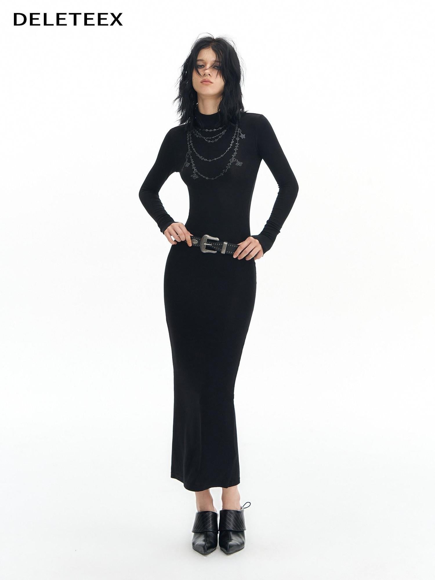 DeleteEx High Stretch Modal High Waist Long Sleeve Slim Bodycon Work Daily Maxi Dresses