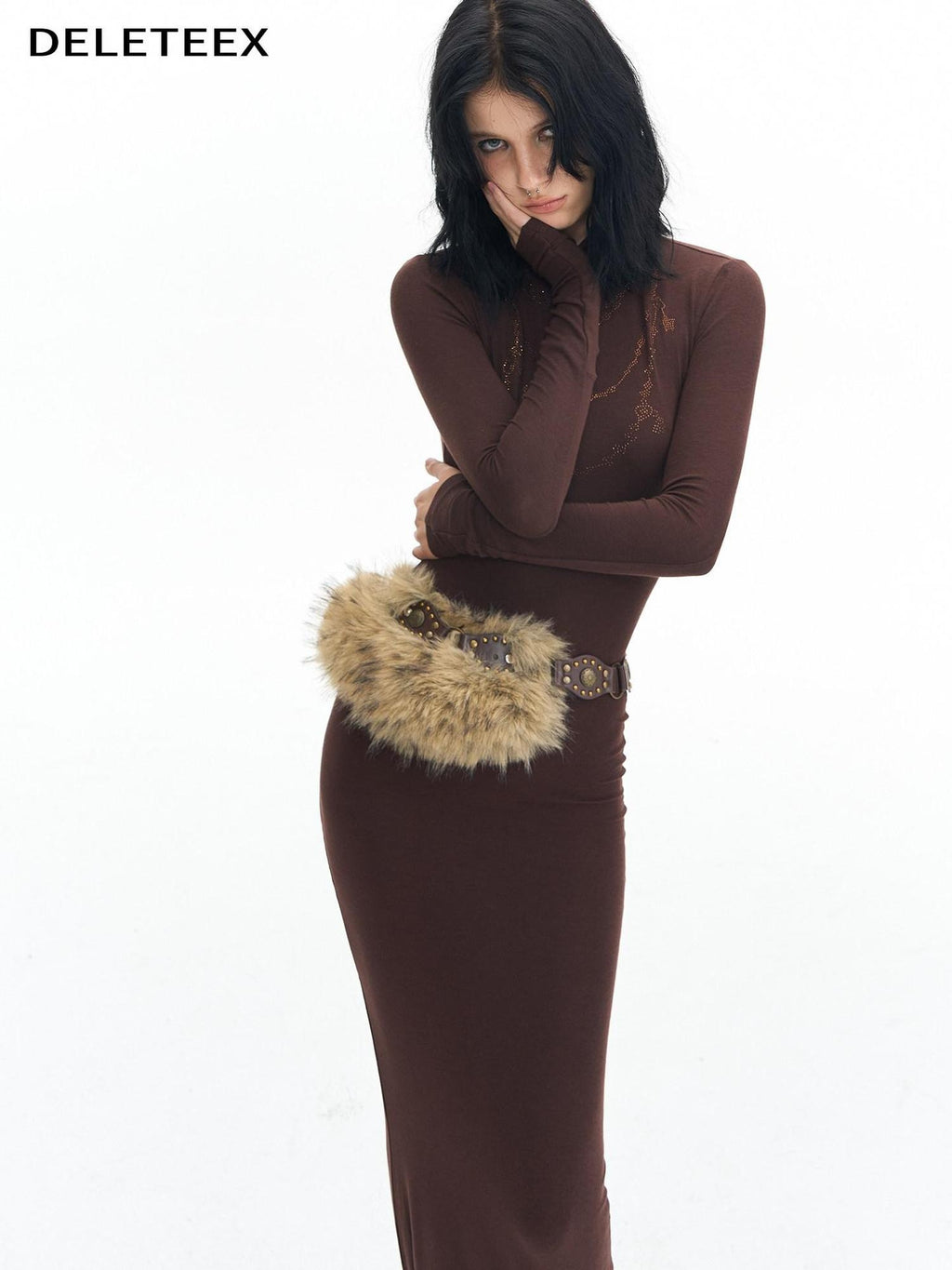 DeleteEx High Stretch Modal High Waist Long Sleeve Slim Bodycon Work Daily Maxi Dresses