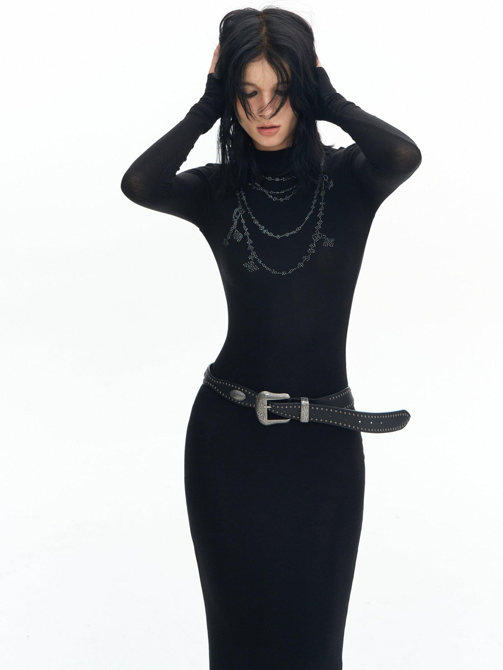 DeleteEx High Stretch Modal High Waist Long Sleeve Slim Bodycon Work Daily Maxi Dresses
