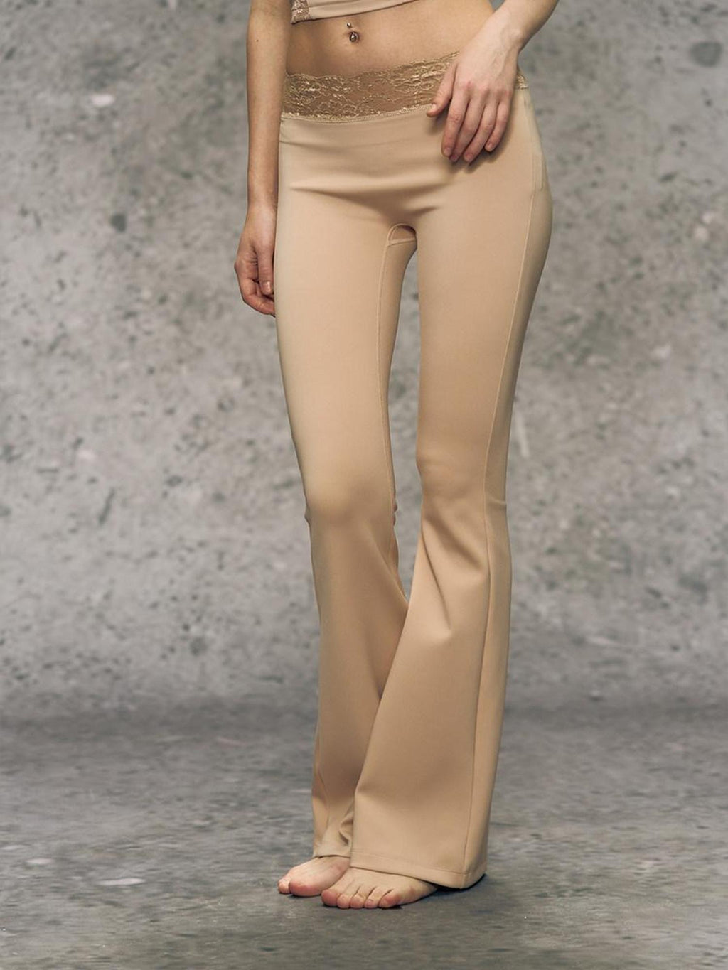 DeleteEx High Stretch Sculpting Nude Cami Micro Flare Pants Women S M L Top & Pants Sets