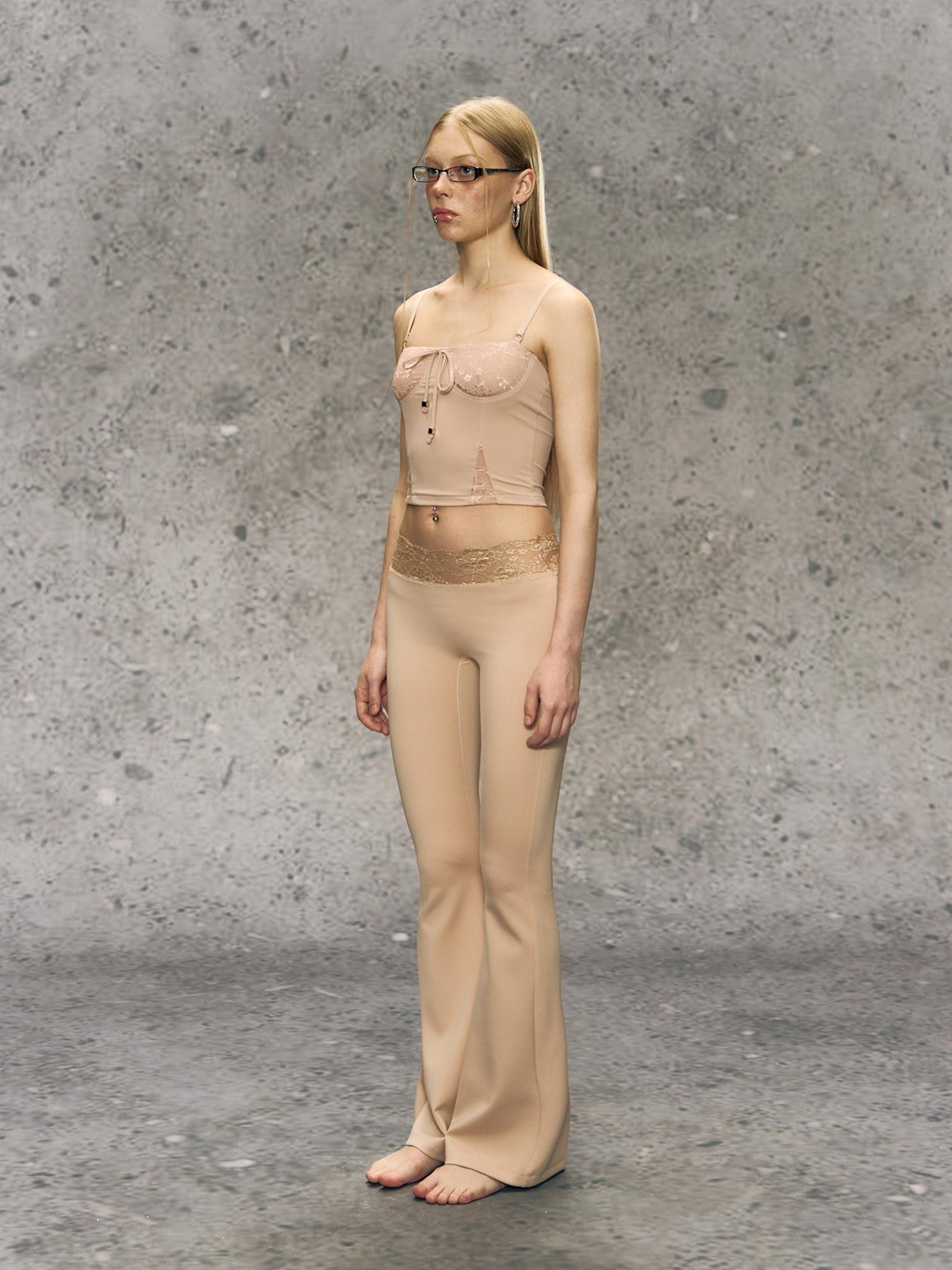 DeleteEx High Stretch Sculpting Nude Cami Micro Flare Pants Women S M L Top & Pants Sets