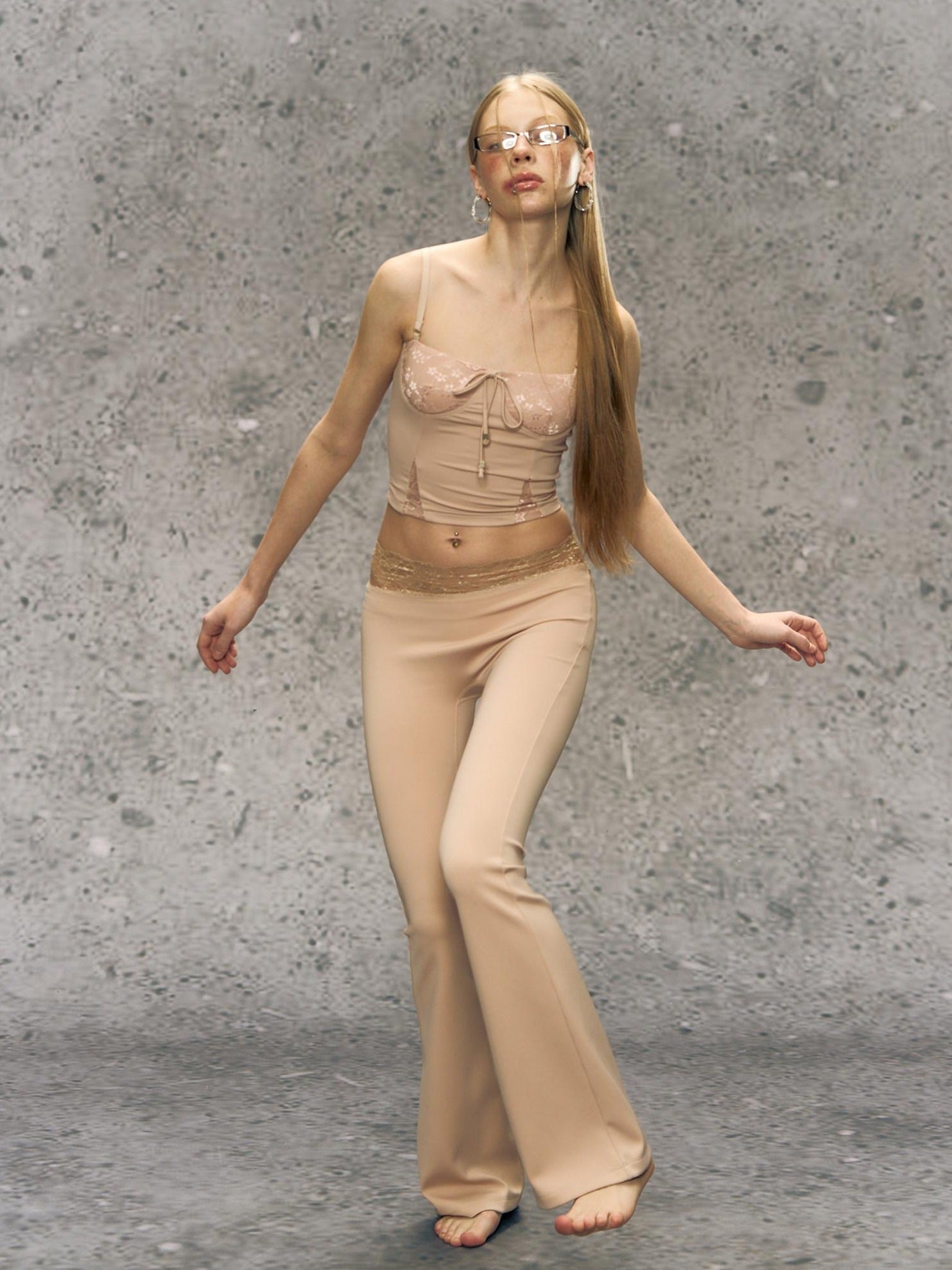 DeleteEx High Stretch Sculpting Nude Cami Micro Flare Pants Women S M L Top & Pants Sets