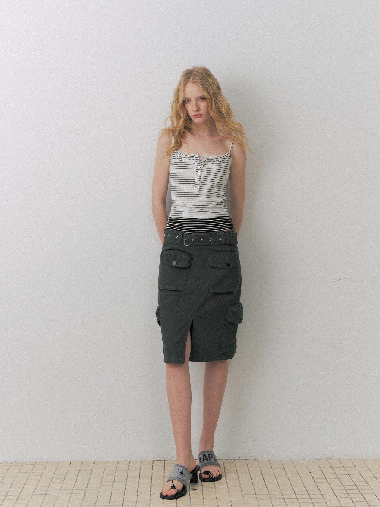 DeleteEx Lightweight No Padding Spaghetti Strap Striped Slim Women City Camisoles