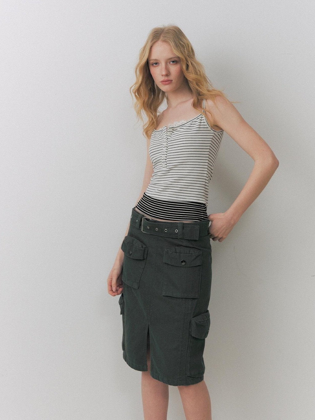 DeleteEx Lightweight No Padding Spaghetti Strap Striped Slim Women City Camisoles