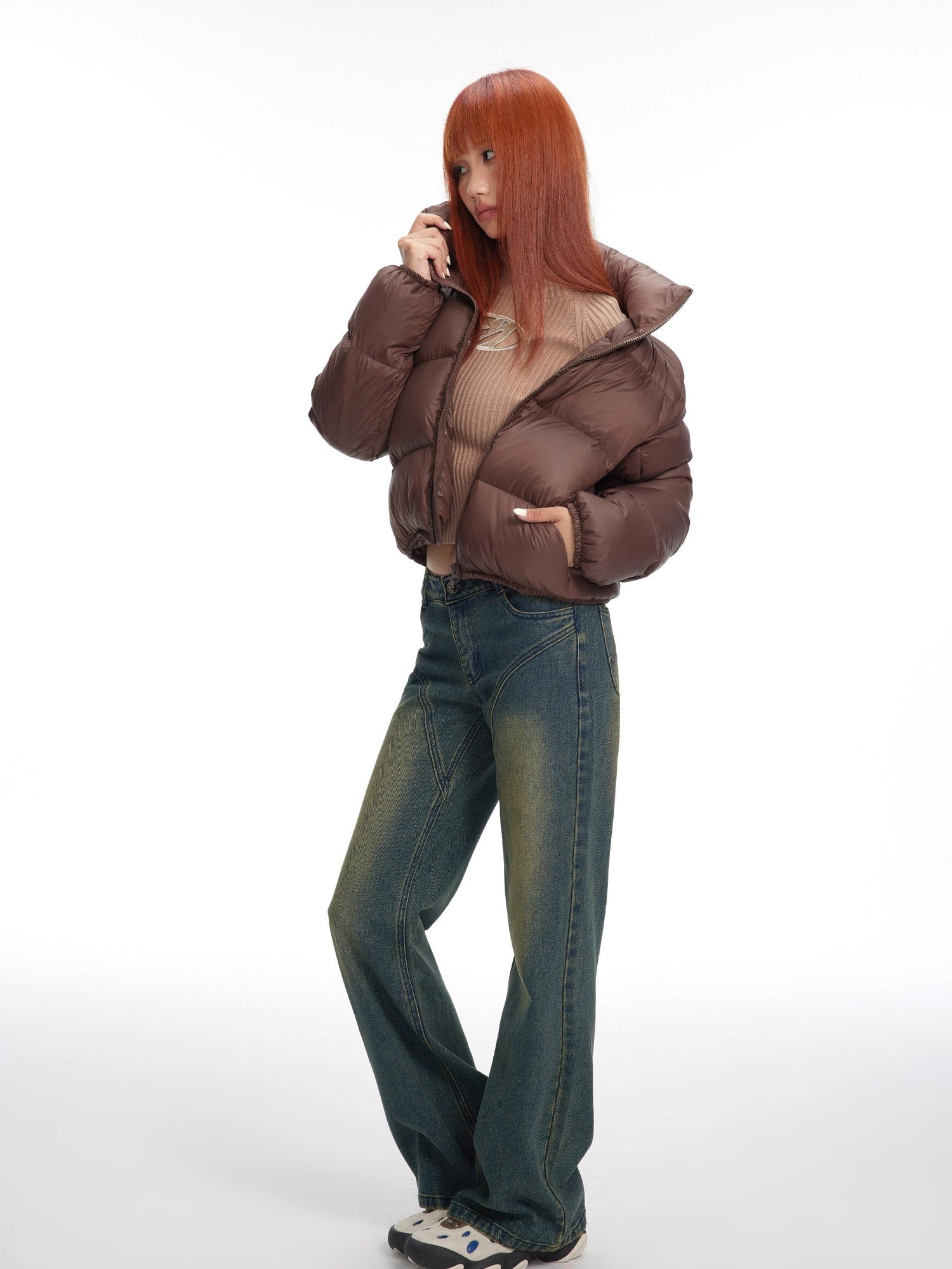 DeleteEx Lightweight Warm 90% White Duck Down Short Western Style Polyester Down Jackets