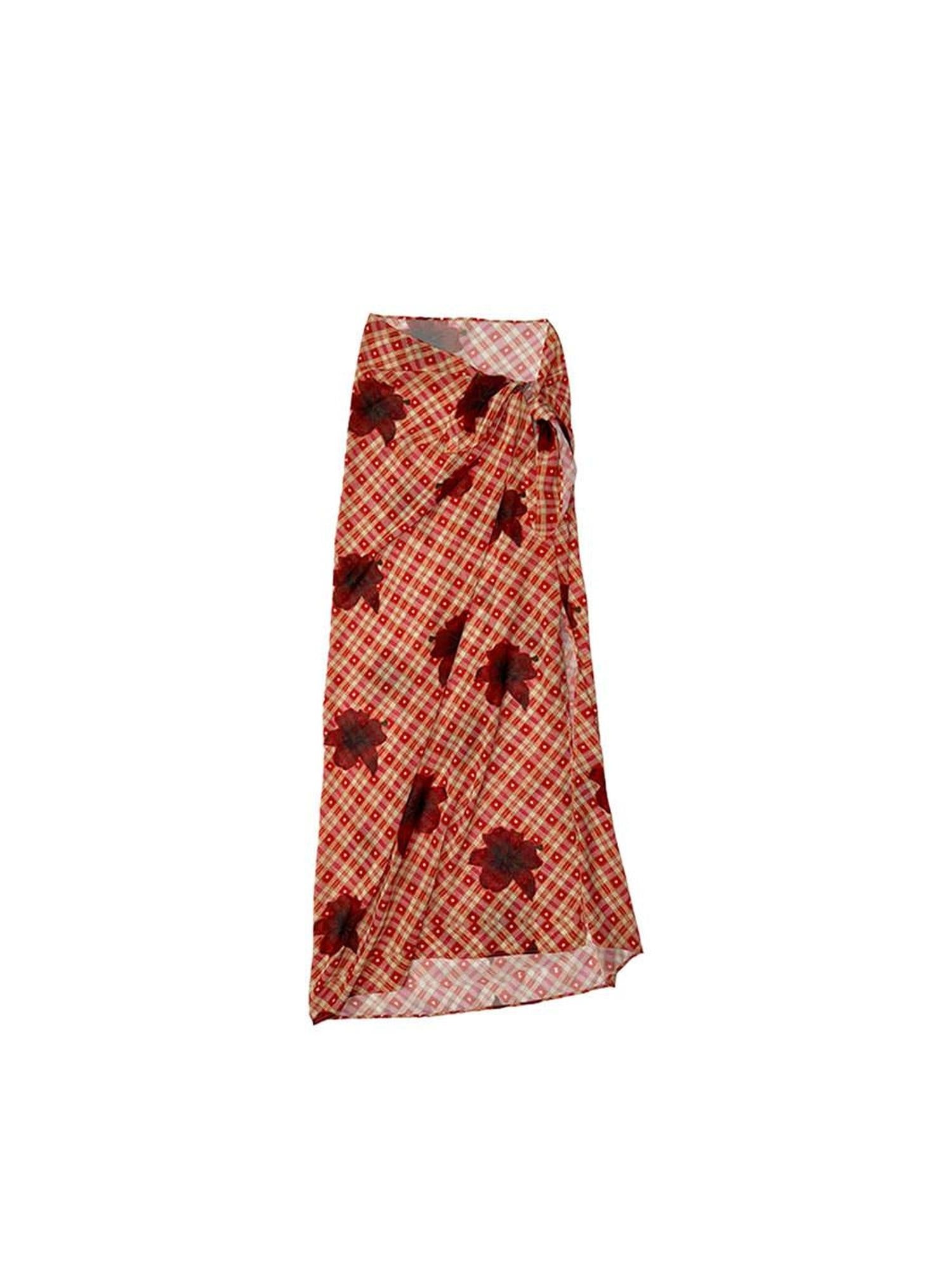 DeleteEx Luxurious Soft Lightweight Wrap Women Brown Plaid Print Fashion Scarves