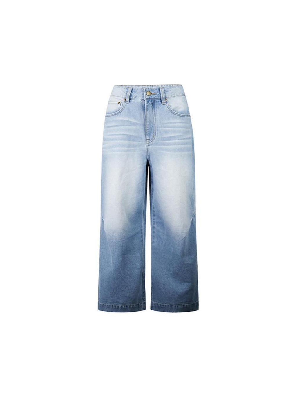 DeleteEx Natural Waist Slight Stretch Casual Relaxed Light Blue Denim Wide Leg Jeans