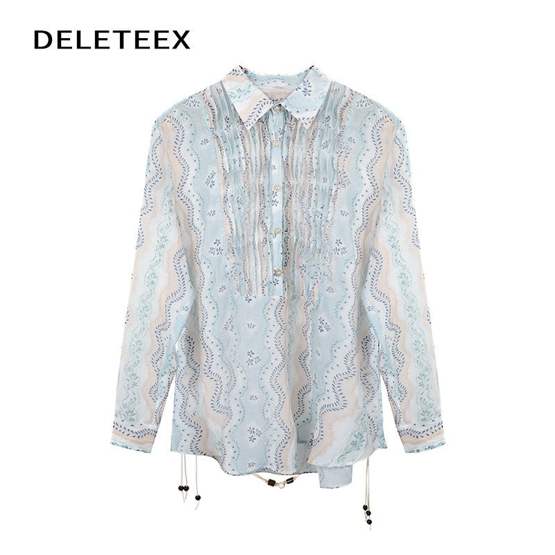DeleteEx_Original_Loose_Fit_Long_Sleeve_Collared_Striped_Women_Nylon_Blend_Shirts_MISSTT