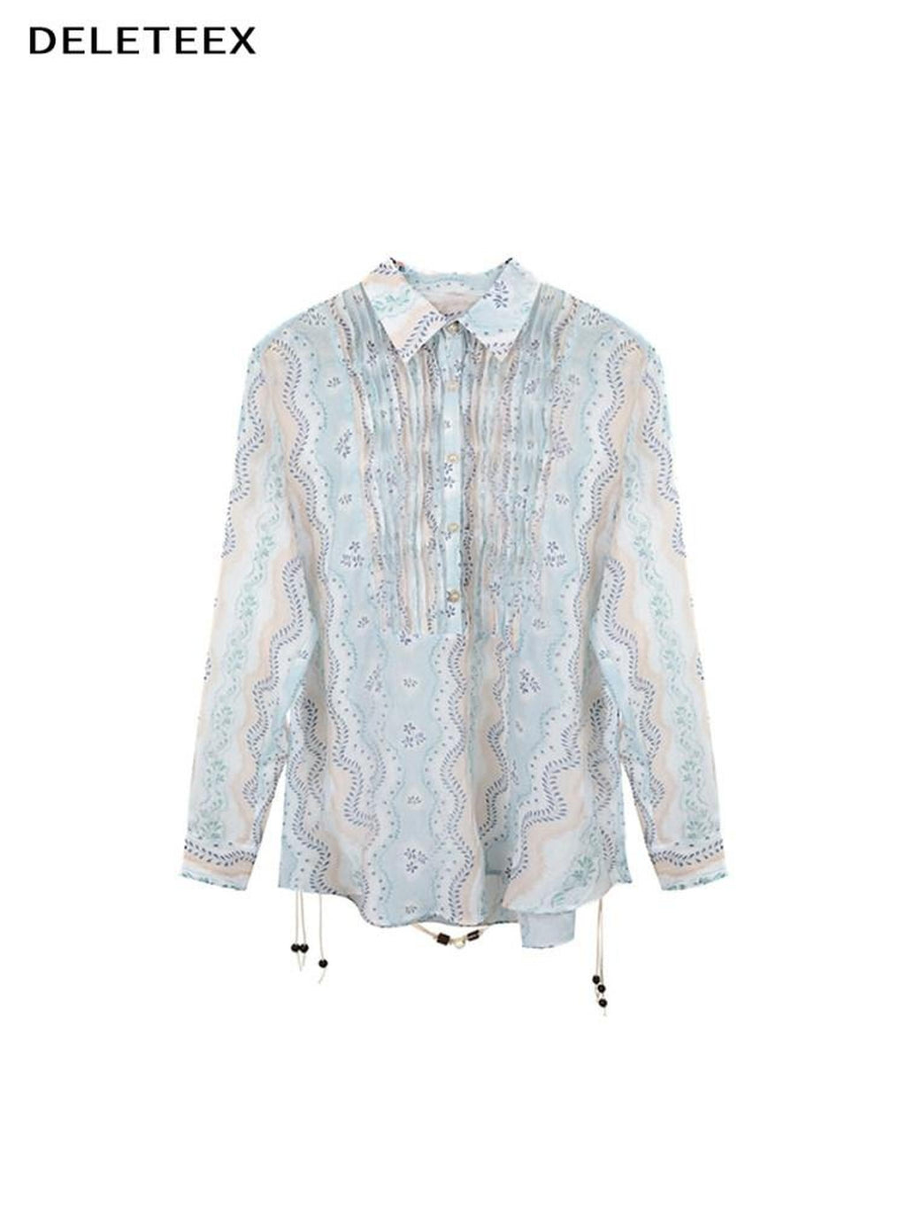 DeleteEx Original Loose Fit Long Sleeve Collared Striped Women Nylon Blend Shirts