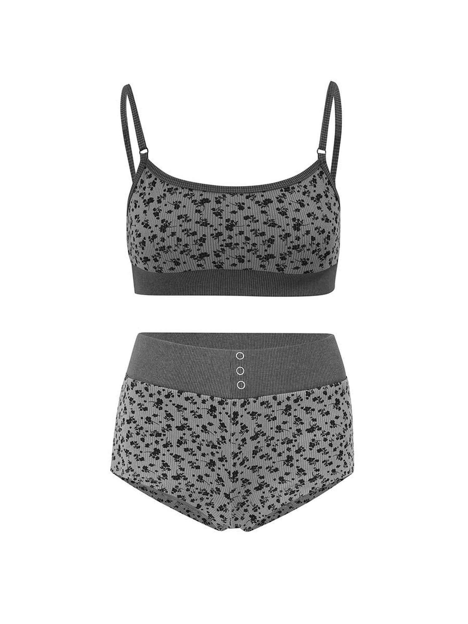 DeleteEx Princess Style Floral Cropped Cami And Shorts Set Women Stretch Lounge Sets