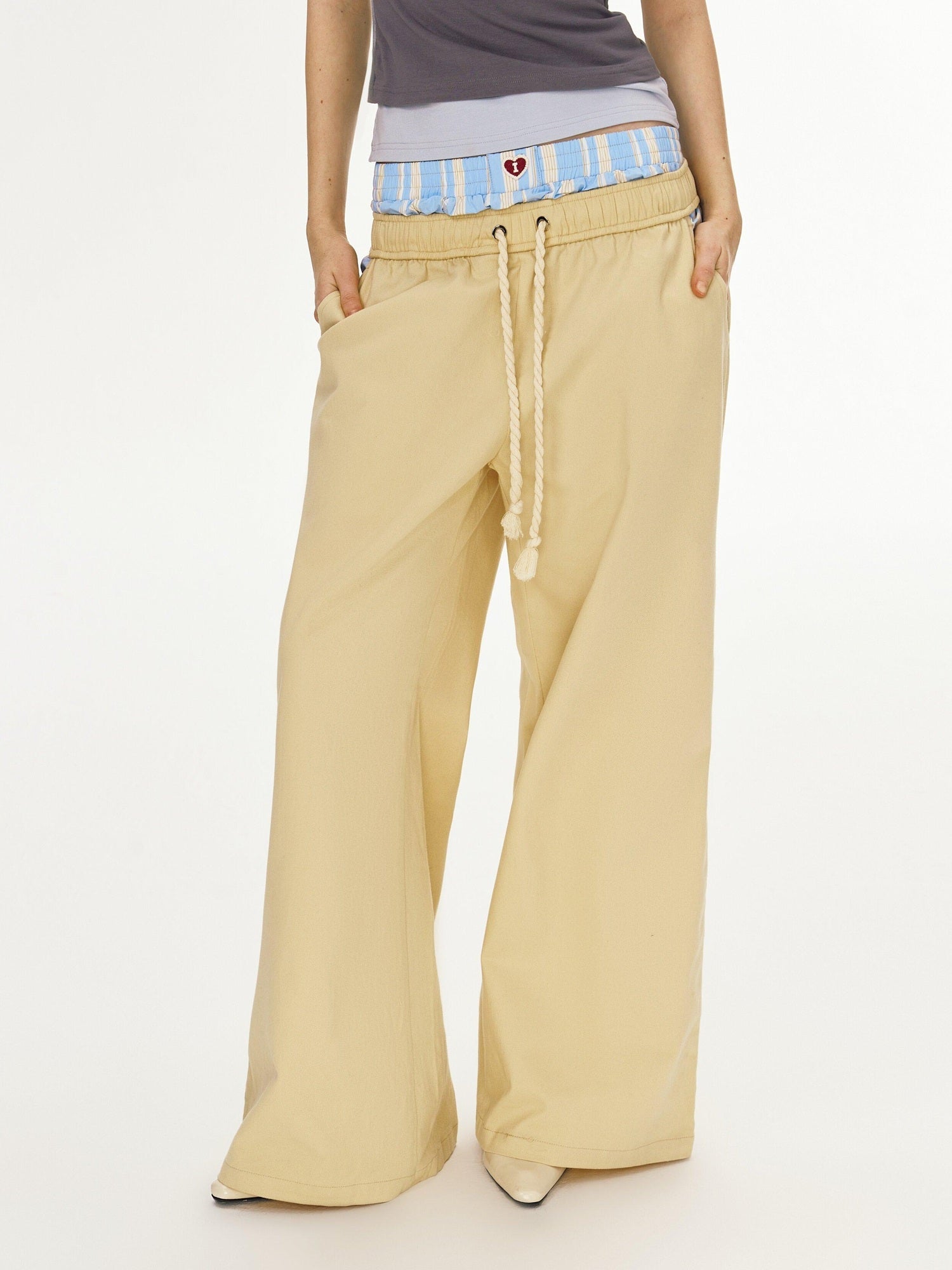 DeleteEx Pure Cotton Minimal Loose Street Natural Waist Light Khaki Cargo Pants