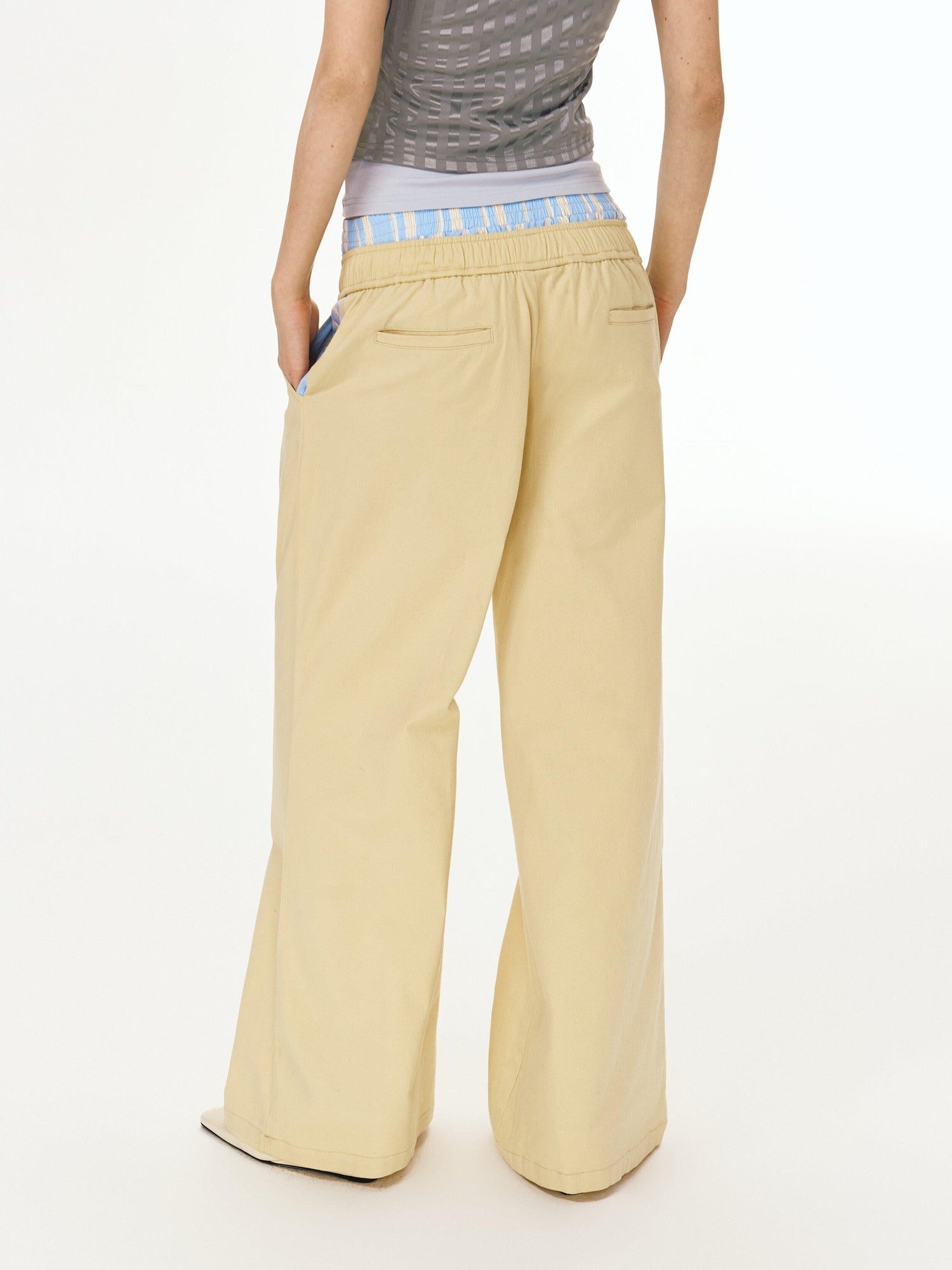 DeleteEx Pure Cotton Minimal Loose Street Natural Waist Light Khaki Cargo Pants