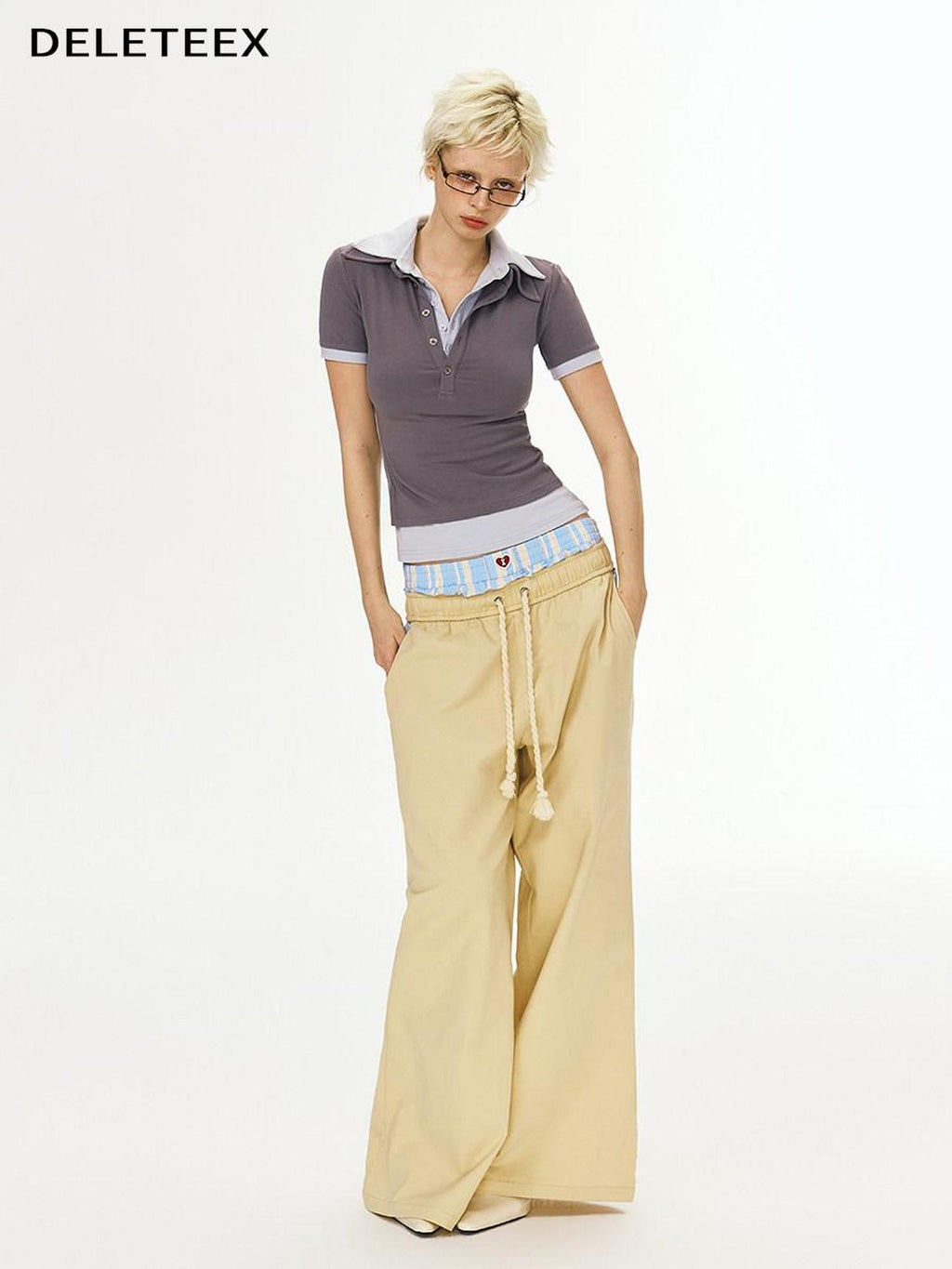 DeleteEx Pure Cotton Minimal Loose Street Natural Waist Light Khaki Cargo Pants