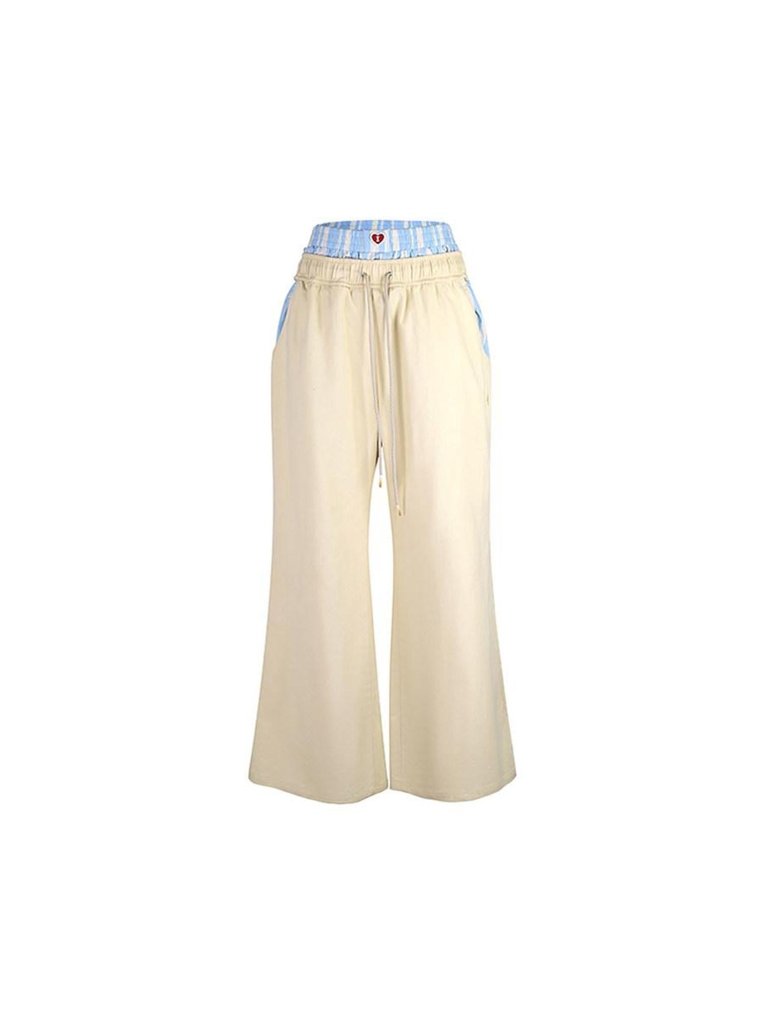 DeleteEx Pure Cotton Minimal Loose Street Natural Waist Light Khaki Cargo Pants