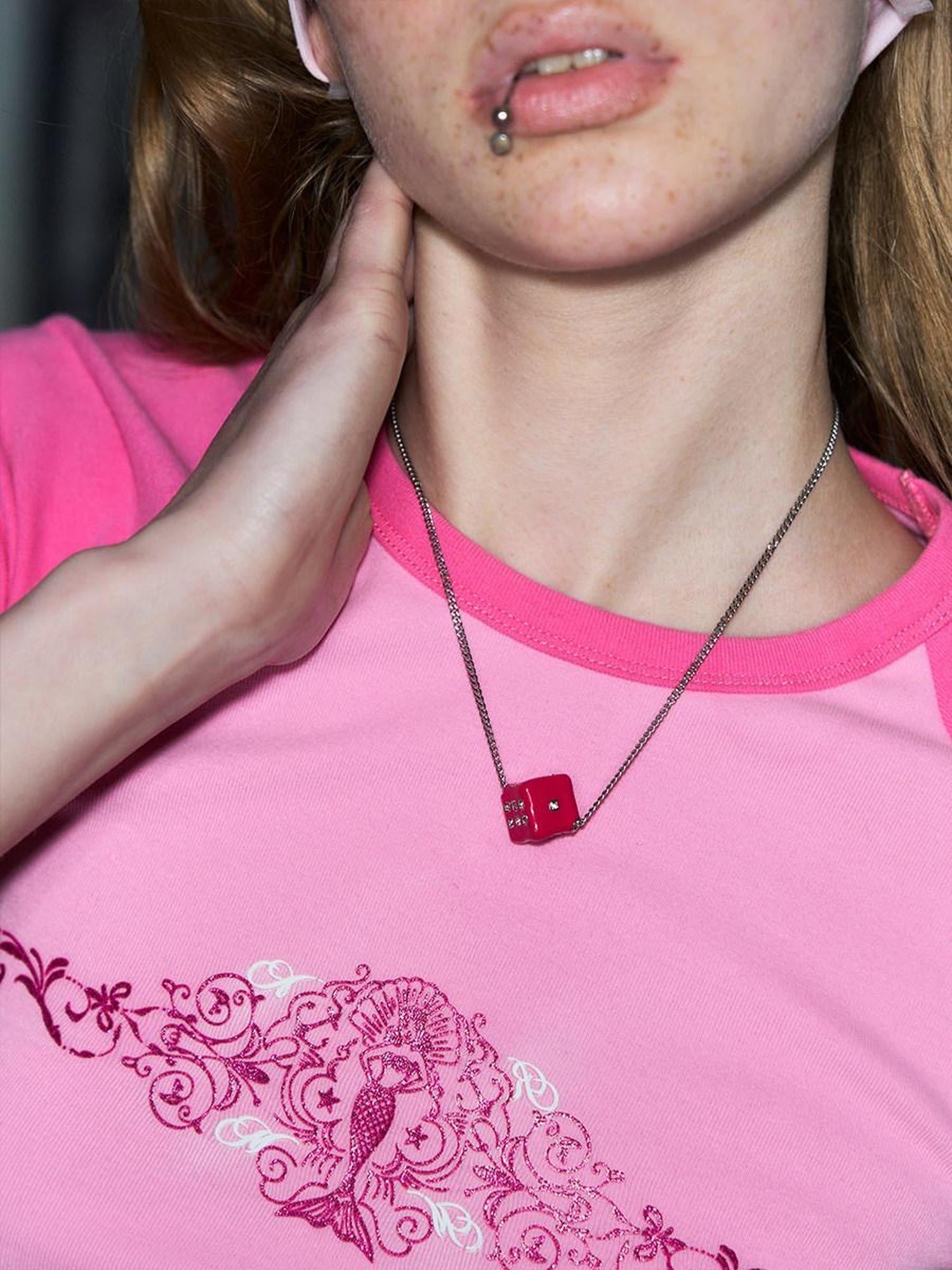 DeleteEx Red Dice Charm Cute Trendy Teen Online Exclusive Fashion Jewelry Necklaces
