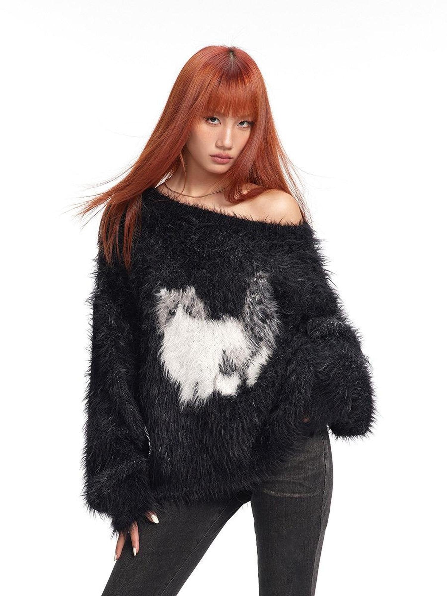 DeleteEx Sexy Colorblock Oversized Pullover Women Knit Nylon Acrylic Tops Sweaters