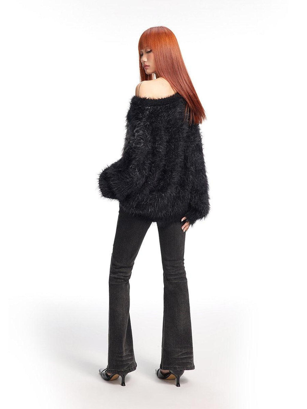DeleteEx Sexy Colorblock Oversized Pullover Women Knit Nylon Acrylic Tops Sweaters