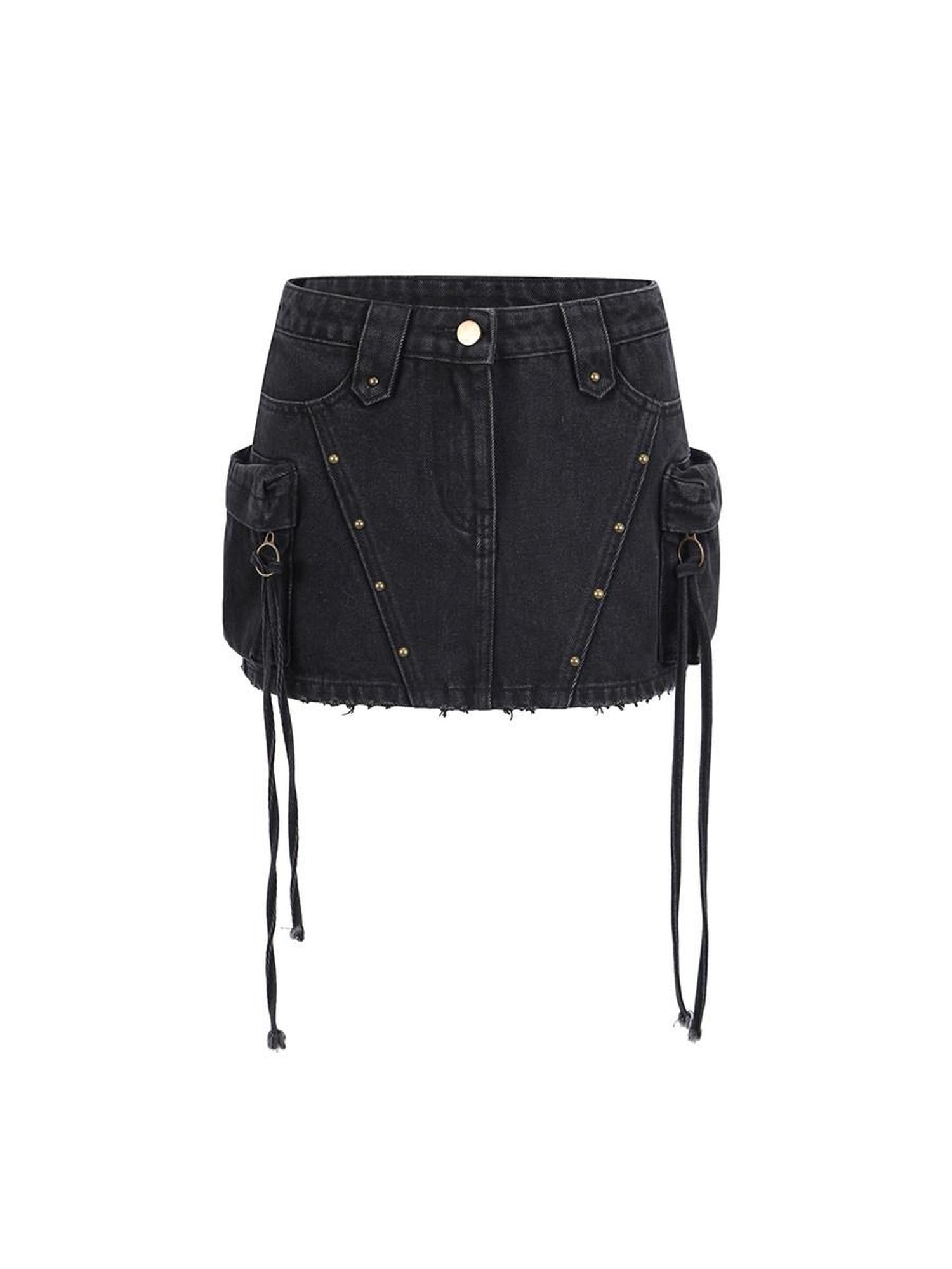 DeleteEx Soft Breathable Cotton Blend Stretch Slim Fit Black Mini Skirts