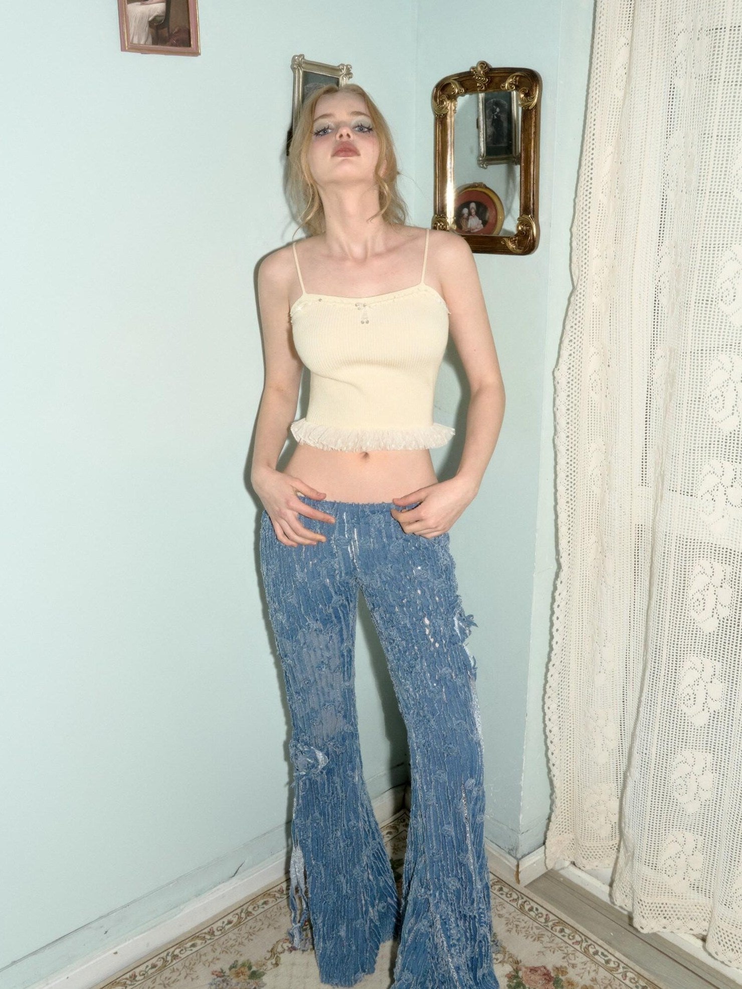 DeleteEx Soft Modal Blend Cropped Girlish Layering Unpadded Almond Color Camisoles