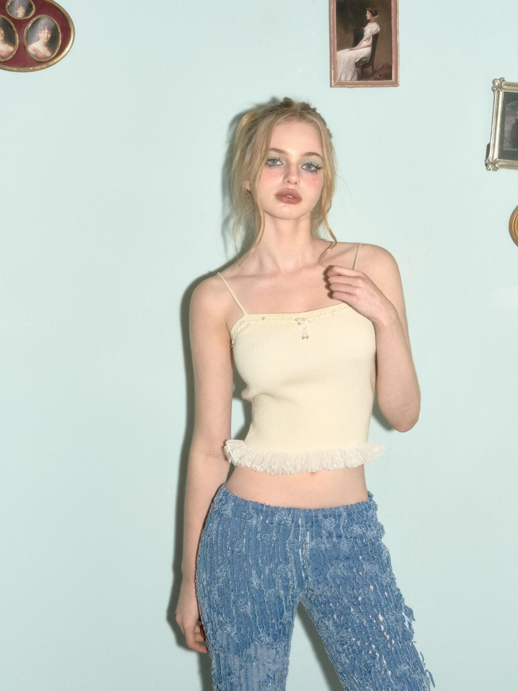 DeleteEx Soft Modal Blend Cropped Girlish Layering Unpadded Almond Color Camisoles