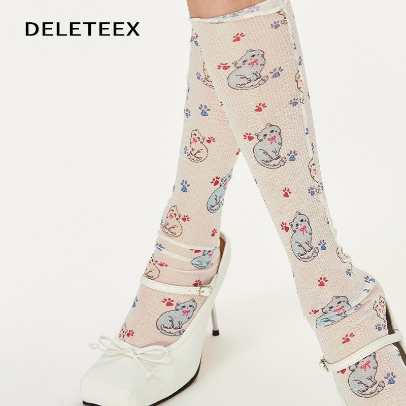 DeleteEx_Soft_Polyester_Cute_Allover_Cat_Paw_Women_One_Size_Fits_Eu39_To_Eu45_Socks_MISSTT