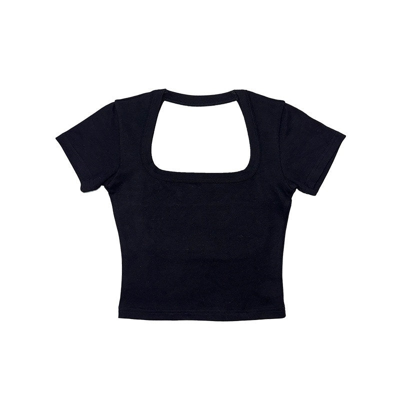 DeleteEx_Soft_Stretch_Cotton_Fitted_Casual_Tee_Black_Grey_Red_Basic_Crop_Tops_MISSTT