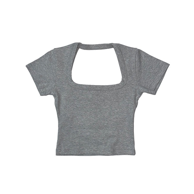 DeleteEx_Soft_Stretch_Cotton_Fitted_Casual_Tee_Black_Grey_Red_Basic_Crop_Tops_MISSTT