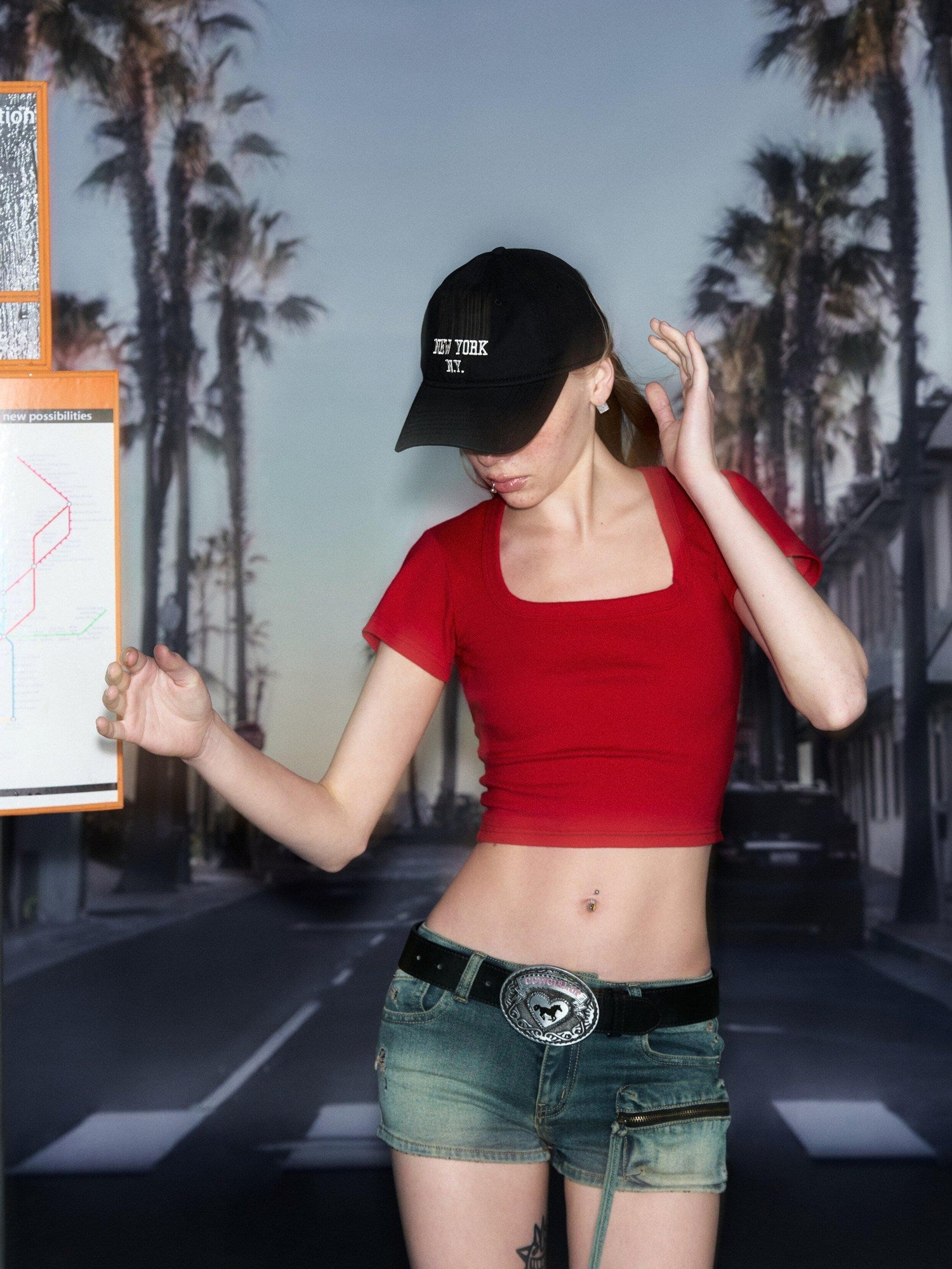 DeleteEx Soft Stretch Cotton Fitted Casual Tee Black Grey Red Basic Crop Tops