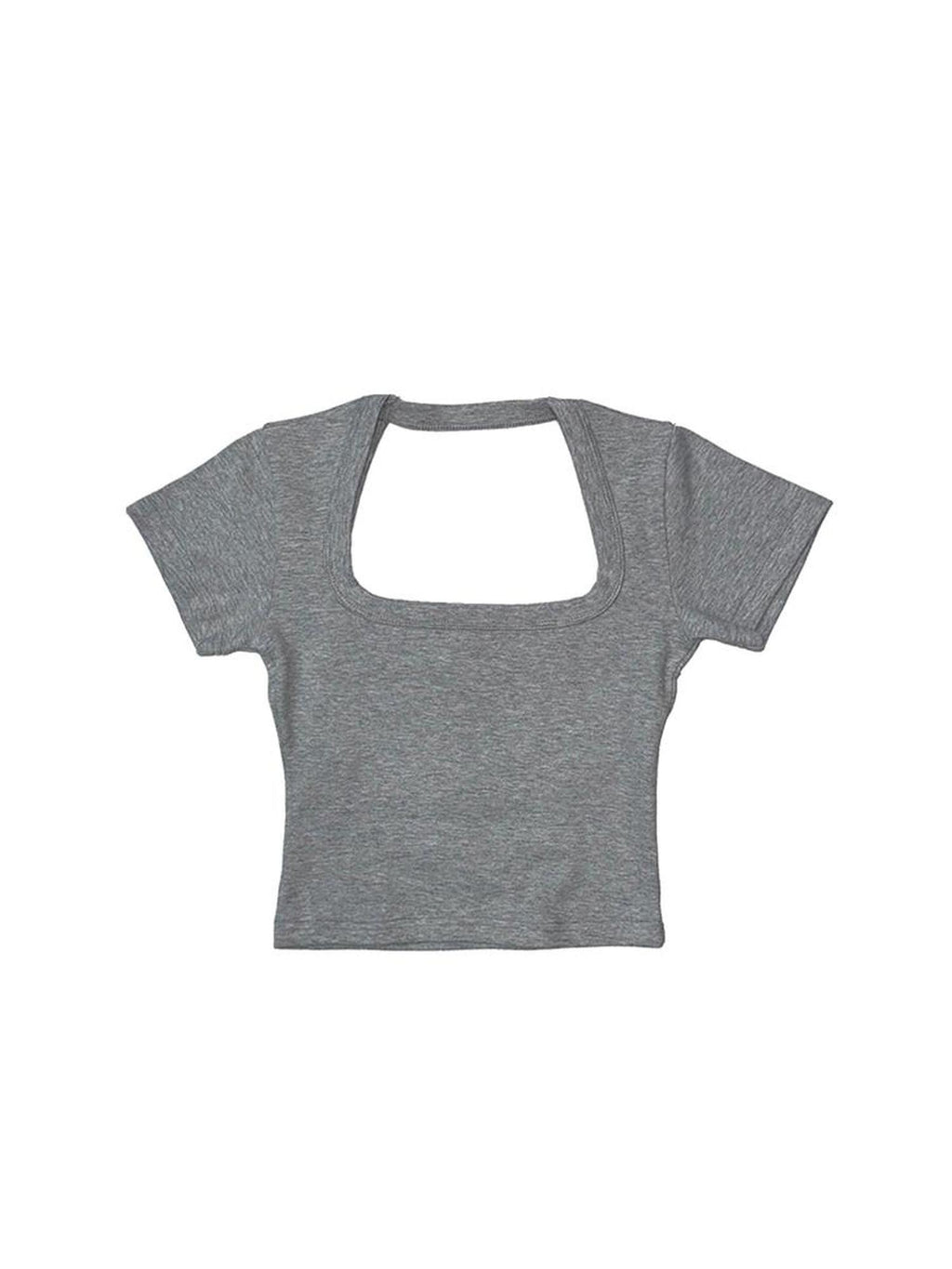 DeleteEx Soft Stretch Cotton Fitted Casual Tee Black Grey Red Basic Crop Tops