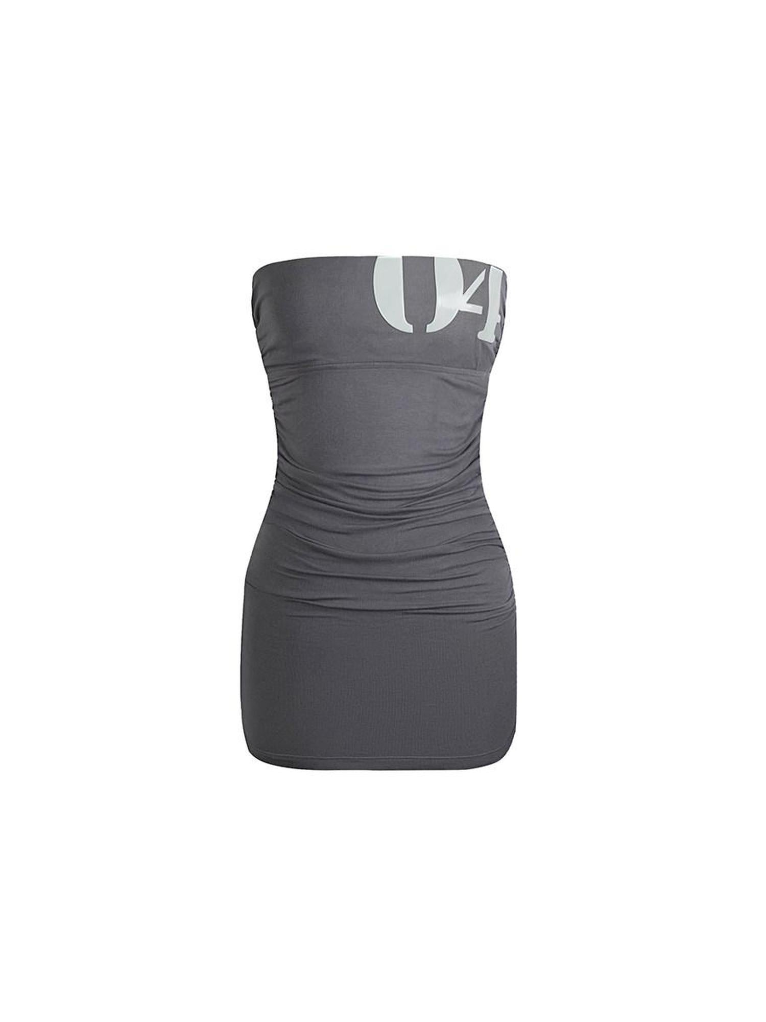 DeleteEx Soft Stretch Viscose Slim Fit Versatile Women Gray Light Brown Mini Dresses