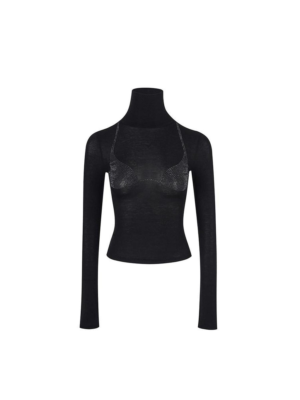 DeleteEx Soft Stretch Wool Blend Slim Fit Crew Neck Black White Long Sleeve T-Shirts