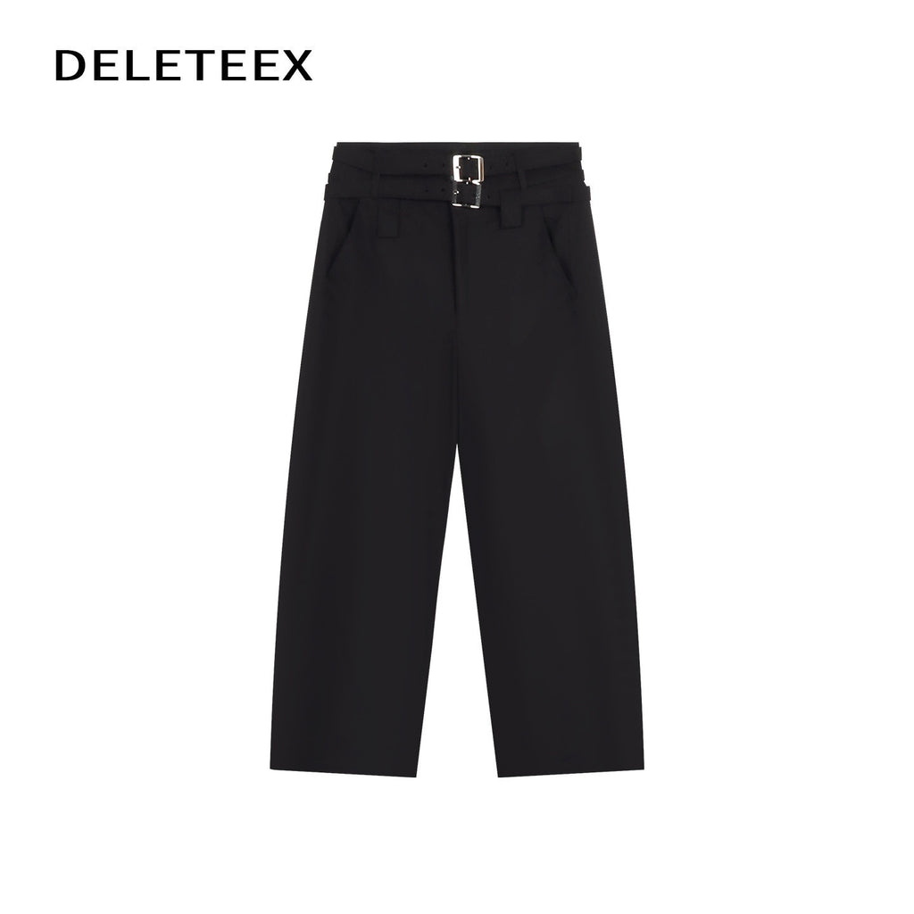 DeleteEx_Soft_Wool_Blend_Casual_Double_Belt_Natural_Waist_Black_Women_Wide_Leg_Pants_MISSTT