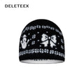 DeleteEx_Soft_Wool_Fashion_Bow_Accent_Round_Top_Black_Women_Classic_Beanies_MISSTT