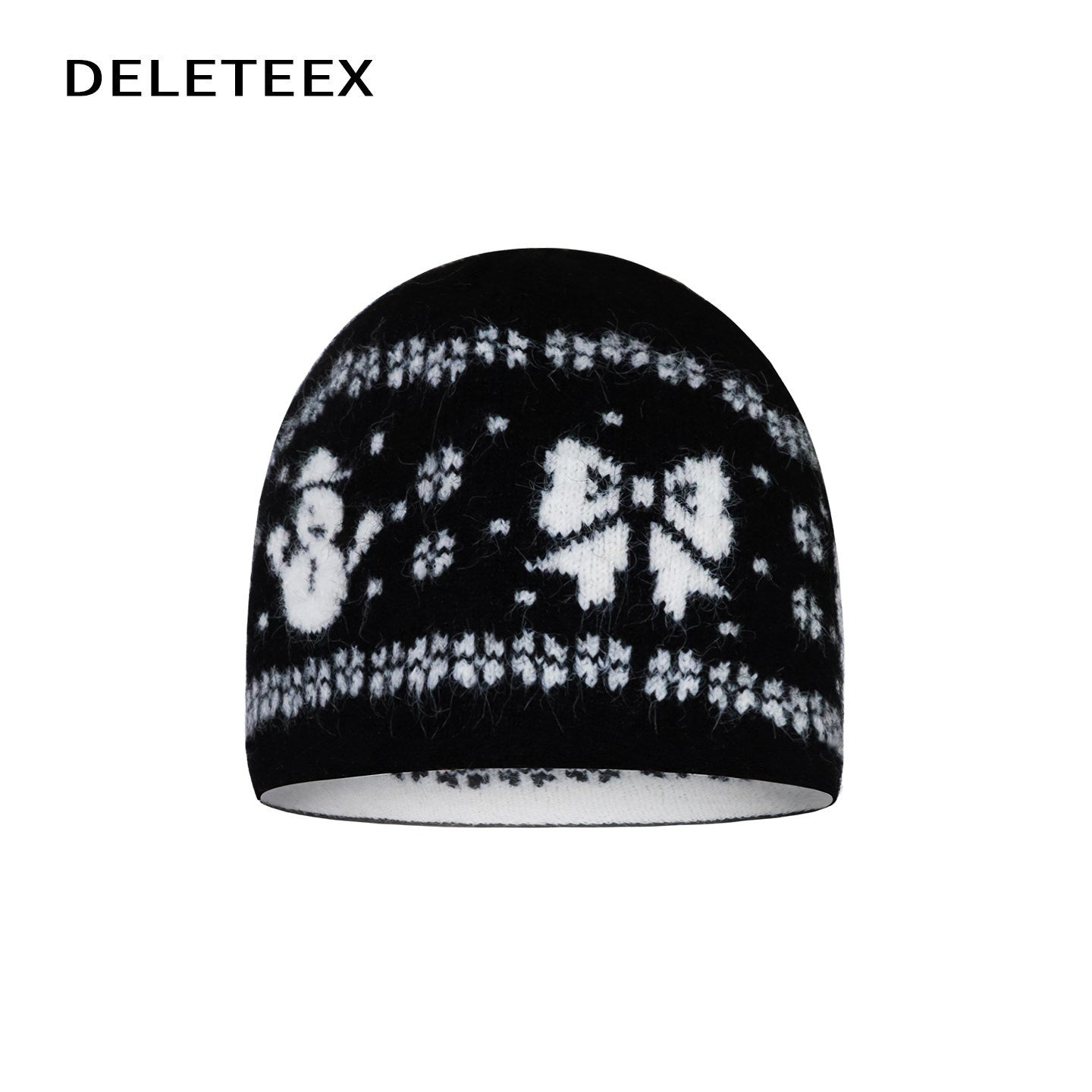 DeleteEx_Soft_Wool_Fashion_Bow_Accent_Round_Top_Black_Women_Classic_Beanies_MISSTT