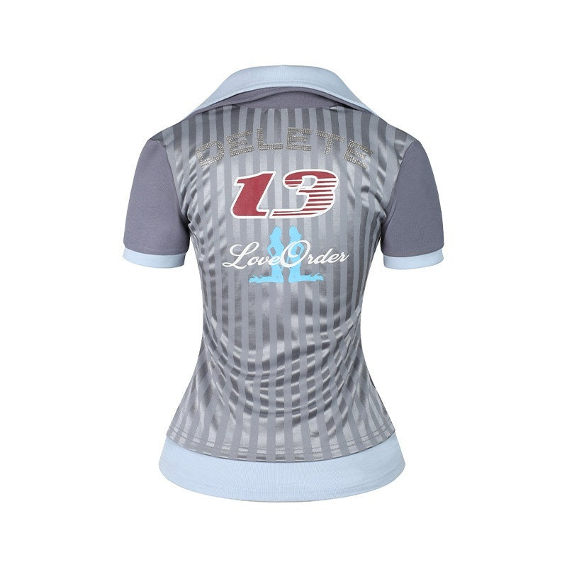 DeleteEx_Stretch_Slim_Fit_Creative_Print_Polo_Collar_Grey_Navy_Short_Sleeve_T-Shirts_MISSTT